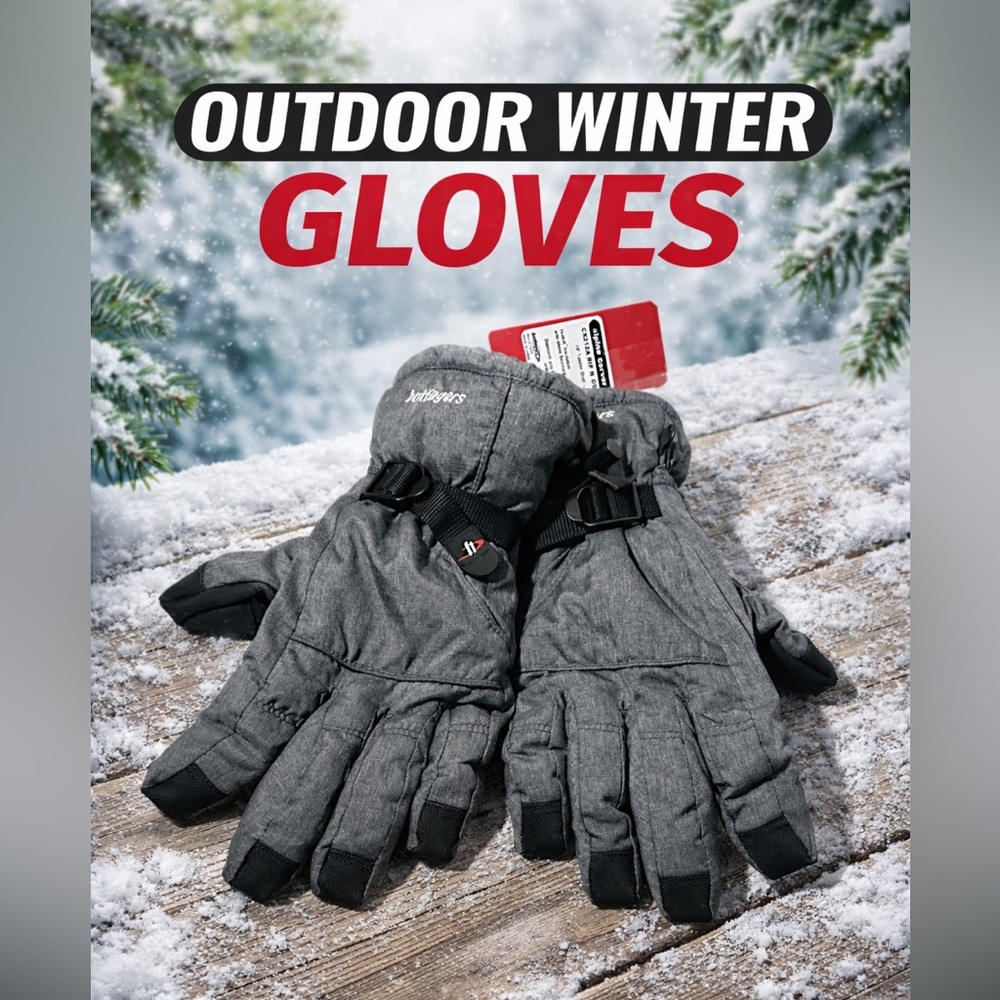 Hotfingers men’s snow winter gloves alpine dry insert gray size XL windproof‎